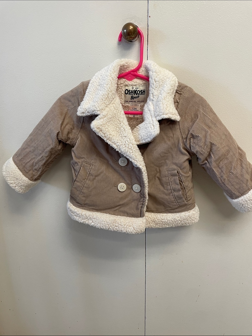 OshKosh B'gosh Cream Sherpa-Lined Corduroy Jacket